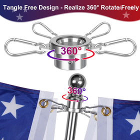HPGOED aluminum hooks and carabiner provide secure flag attachment