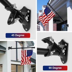 HPGOED dual-position 1-inch flag holder showing 90° and 45° options.