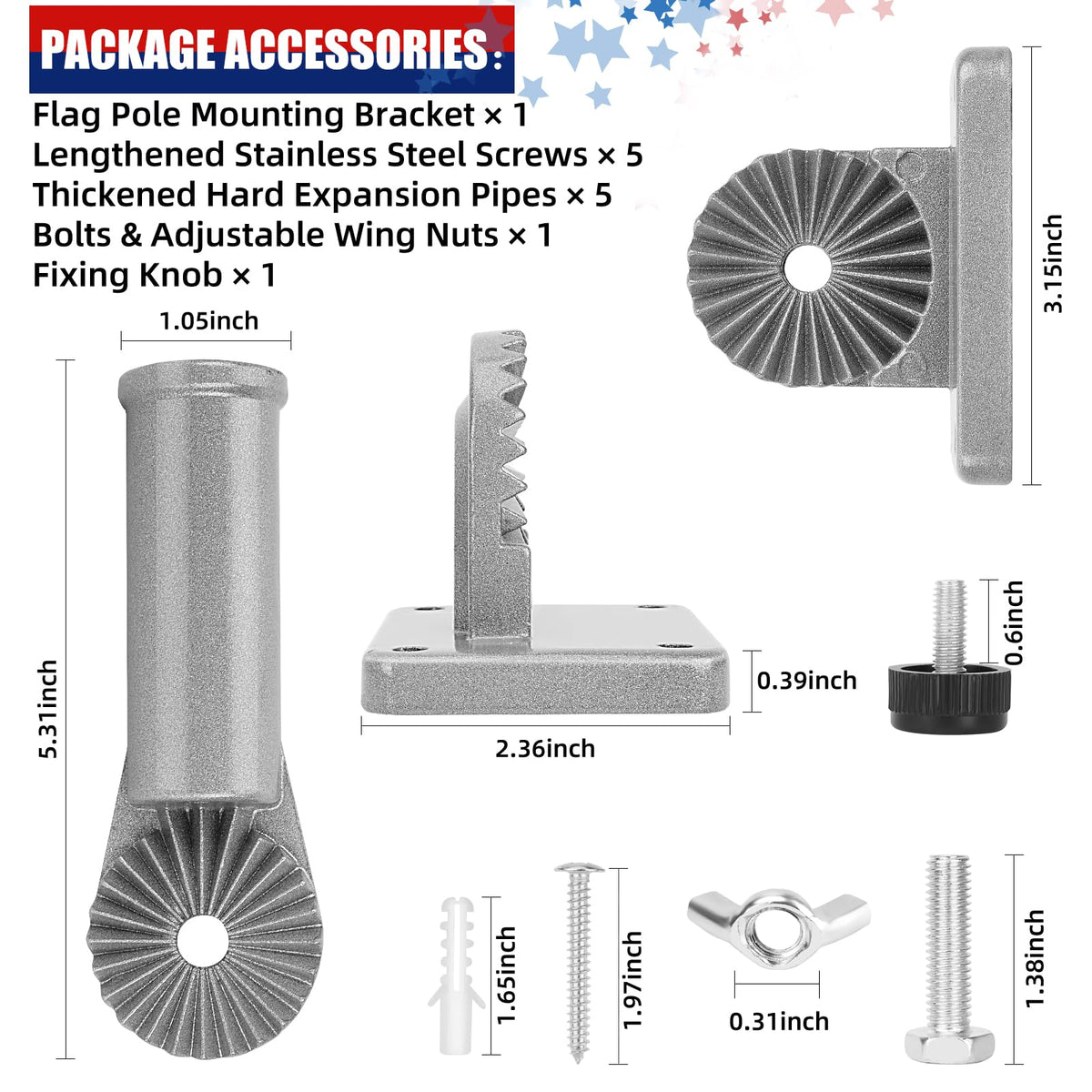 HPGOED adjustable flag pole holder offers 13 gear angles for optimal visibility.