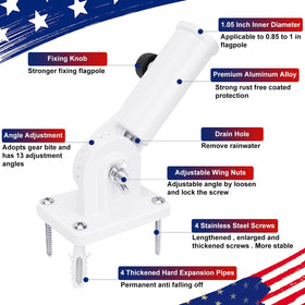 HPGOED flag pole holder drainage hole design helps keep the pole dry and rust-free