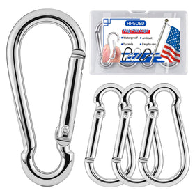 HPGOED flag-pole-ring carabiner in silver for secure flag mounting on grommets