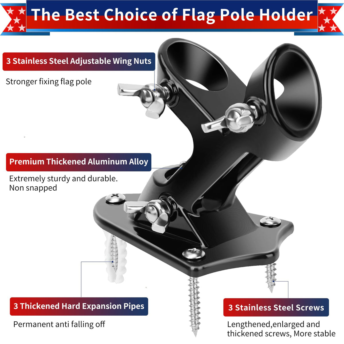 HPGOED heavy-duty metal bracket, sturdy for long-lasting outdoor use.