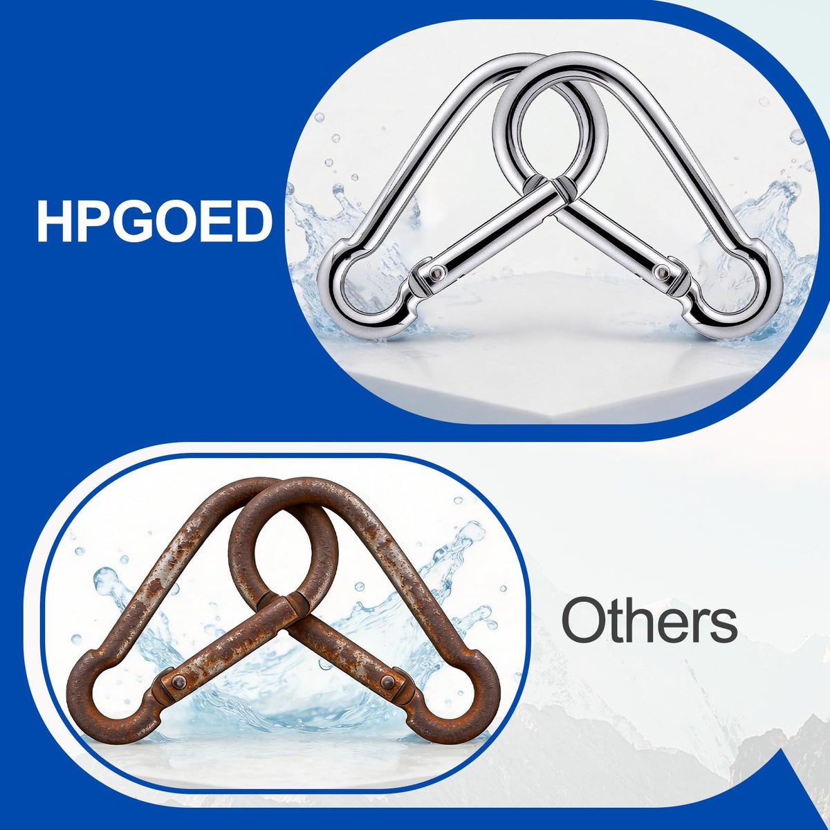 HPGOED spring-door carabiner for quick, one-handed attachment
