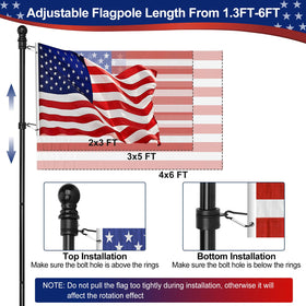 HPGOED thickened stainless steel flagpole with 0.45mm wall.