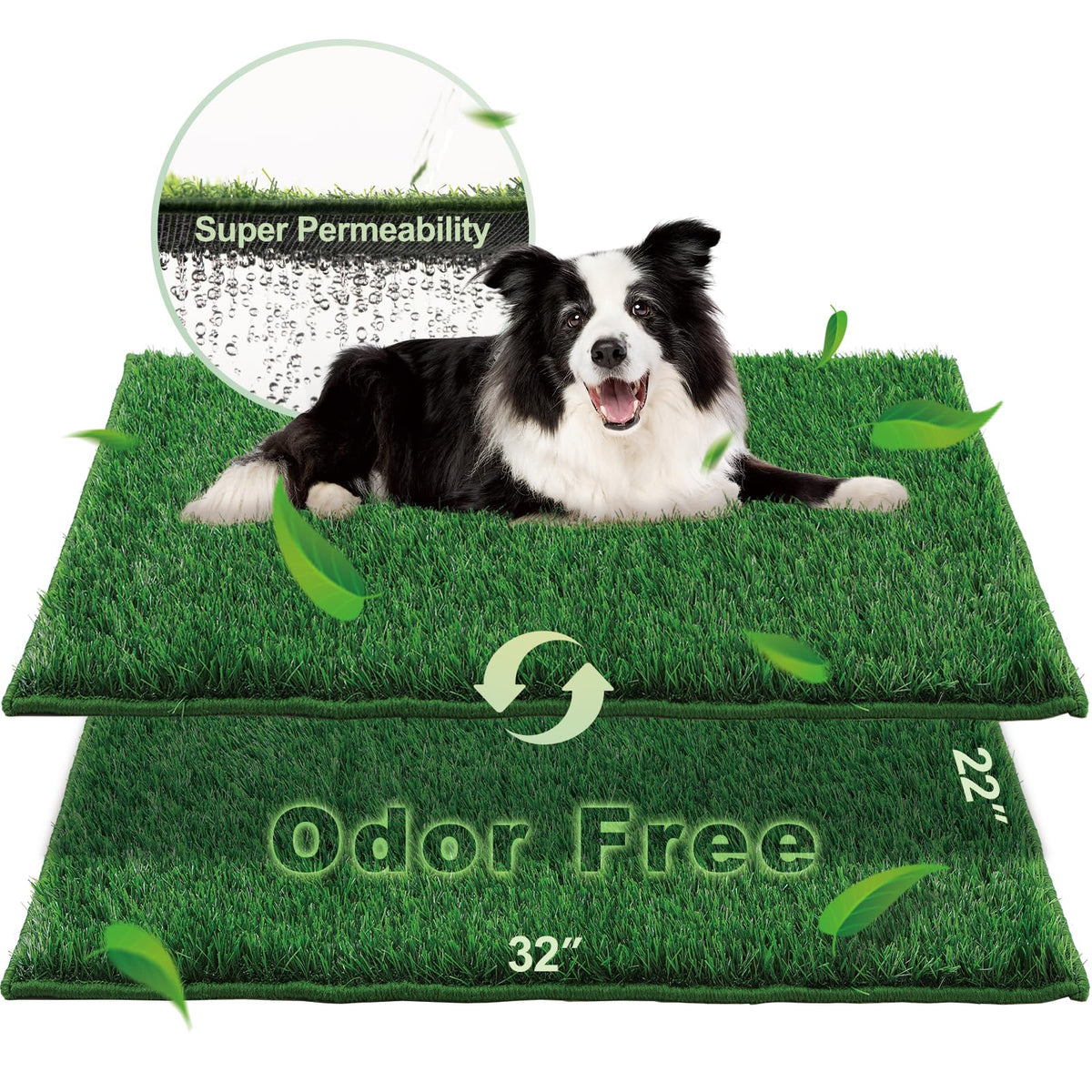 HQ4US 4LEGS dog potty grass pad close-up blades showing realistic texture and odor control.