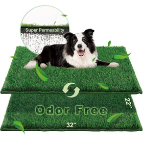 HQ4US 4LEGS dog potty grass pad close-up blades showing realistic texture and odor control.