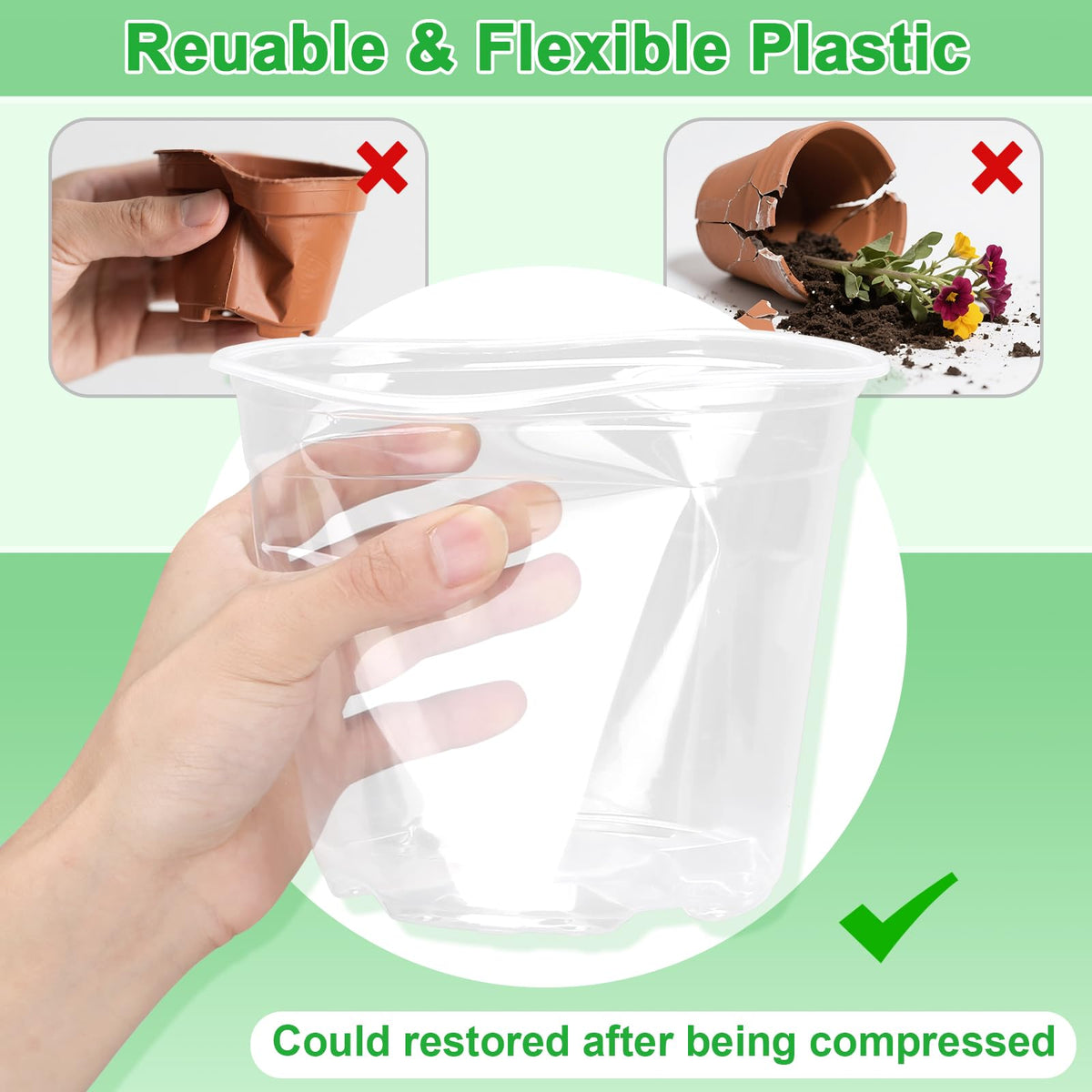 HQAUT 5-inch clear nursery pot perfect for starting seeds and small succulents