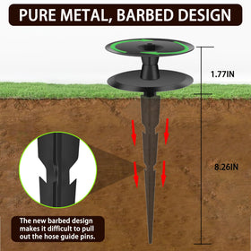 HQcontL 4 pack hose guide stakes arranged for lawn use