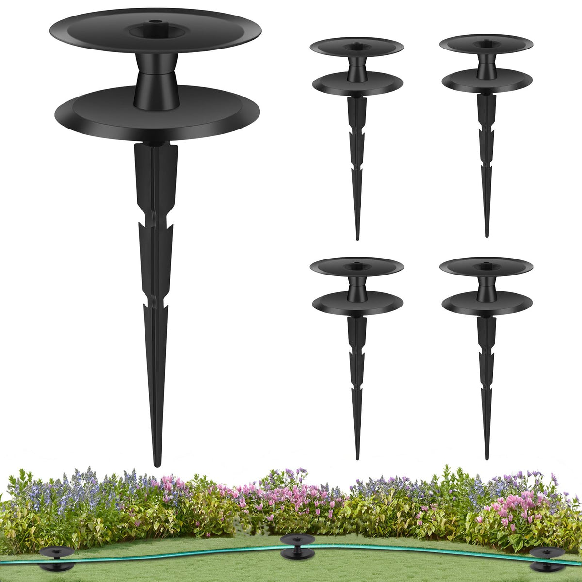 HQcontL garden hose guide spike metal for durable watering support