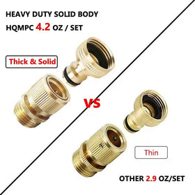 HQMPC brass female connector detail ready for standard garden hose threads