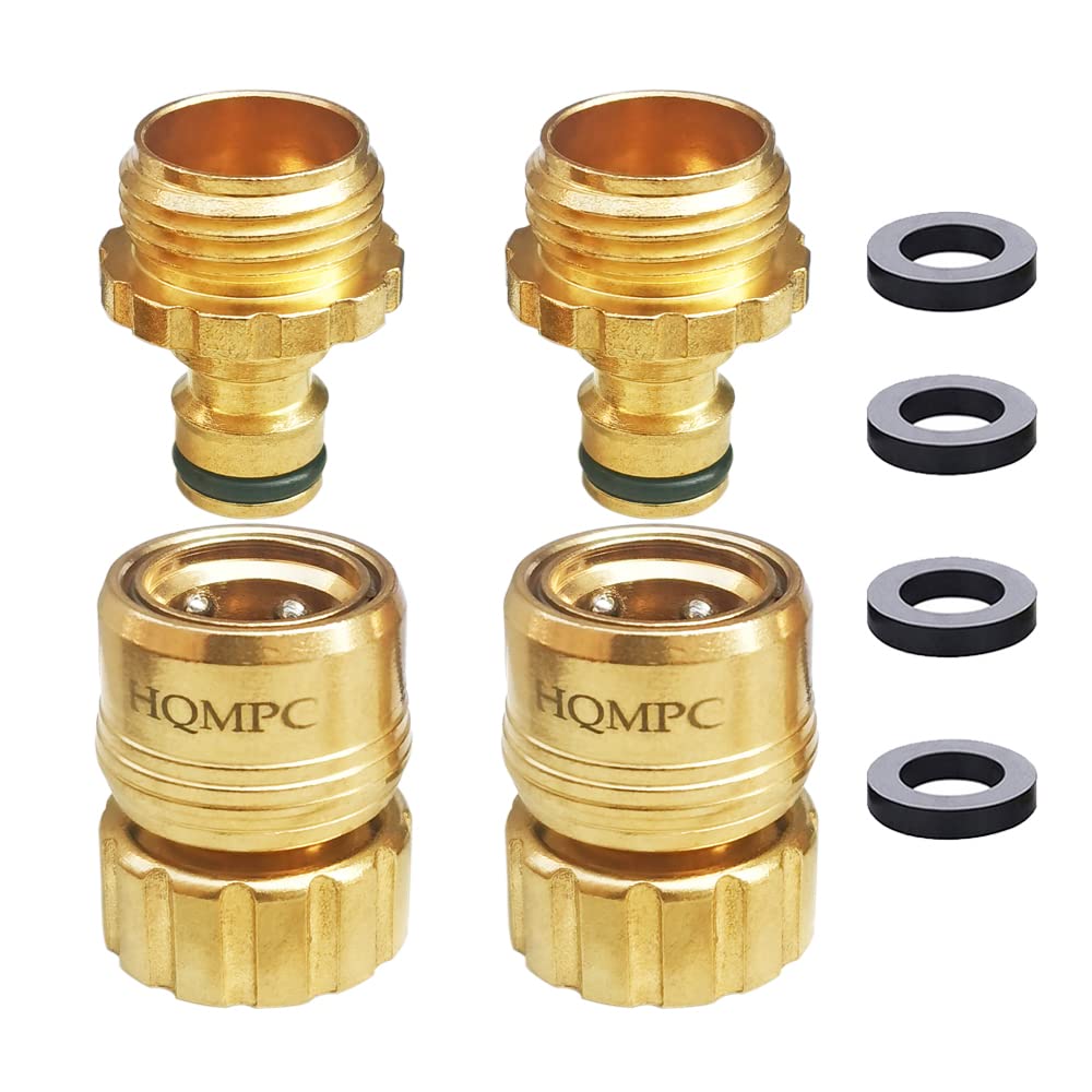 HQMPC brass garden hose quick connect 2-set for fast, leak-free setup.