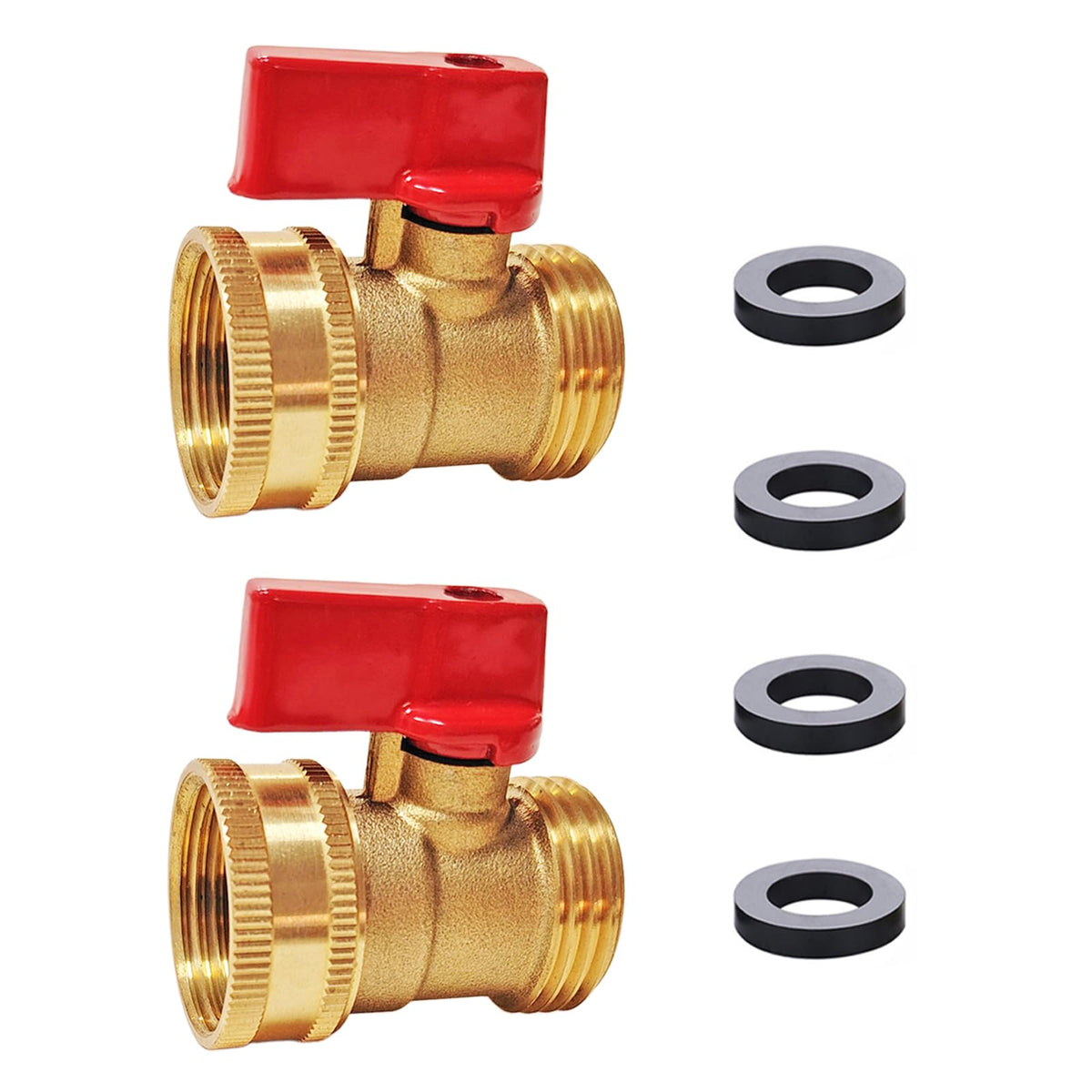 HQMPC brass garden hose shut off valve set 2-pack for easy flow control