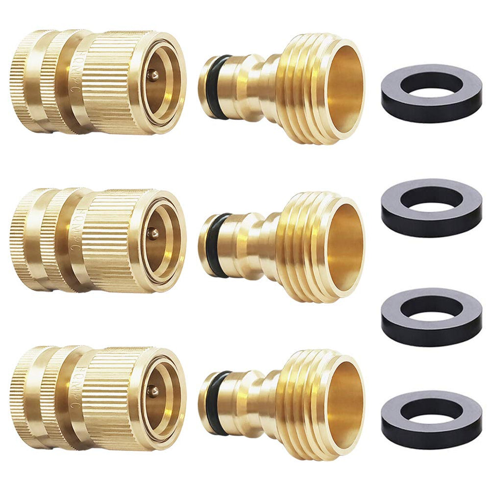 HQMPC brass quick connect assembly for durable and leak-free hose setup.