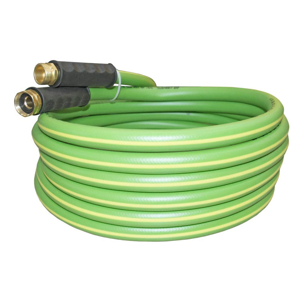 HQMPC garden hose 5/8 inch ID, 20 ft length demonstrates kink-free flexibility under pressure