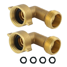 HQMPC brass garden hose elbow 90-degree connector for leak-free flow.