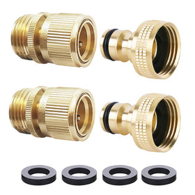 HQMPC garden hose quick connect brass 3/4-inch GHT demonstrates easy on/off operation.