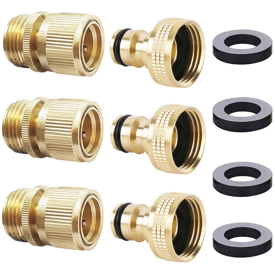 HQMPC garden hose quick connector brass set shown for versatile watering tasks