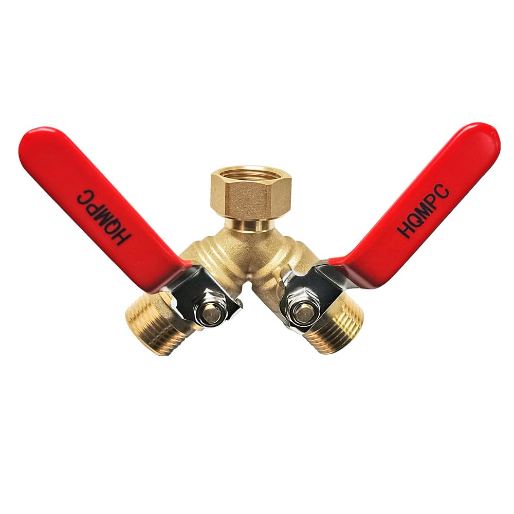 HQMPC garden hose Y valve splitter with long handle for easy one‑handed control