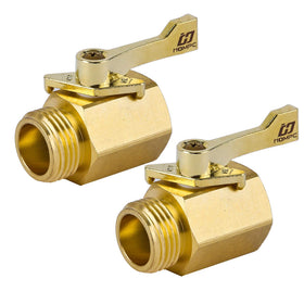 HQMPC two-piece brass shut-off valve pair for easy garden water control