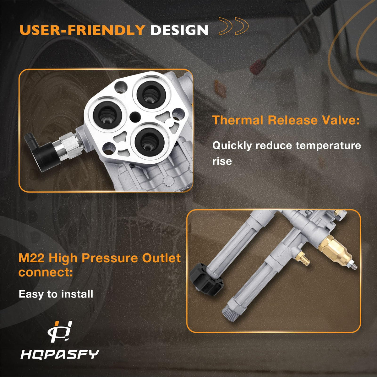 HQPASFY water-pressure test shows strong spray and steady flow.