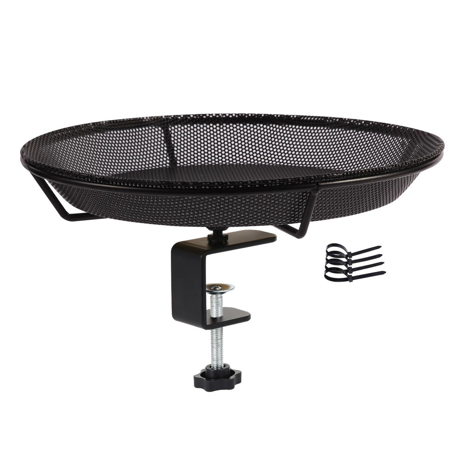 HRAYLTOP deck feeder bowl clamp provides sturdy outdoor support for birds.