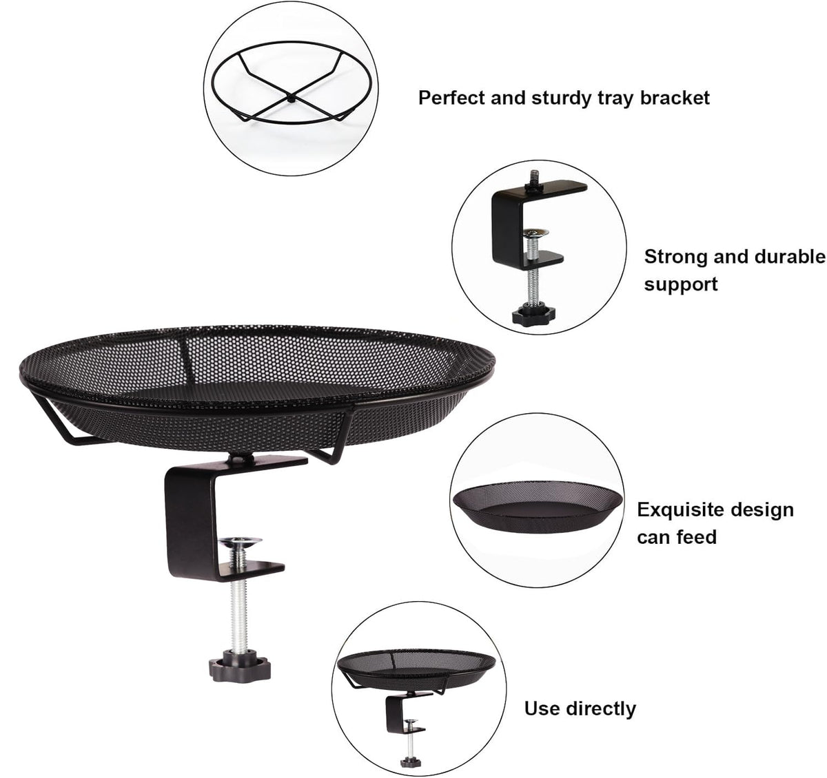 HRAYLTOP heavy-duty bracket keeps the feeder secure on decks.