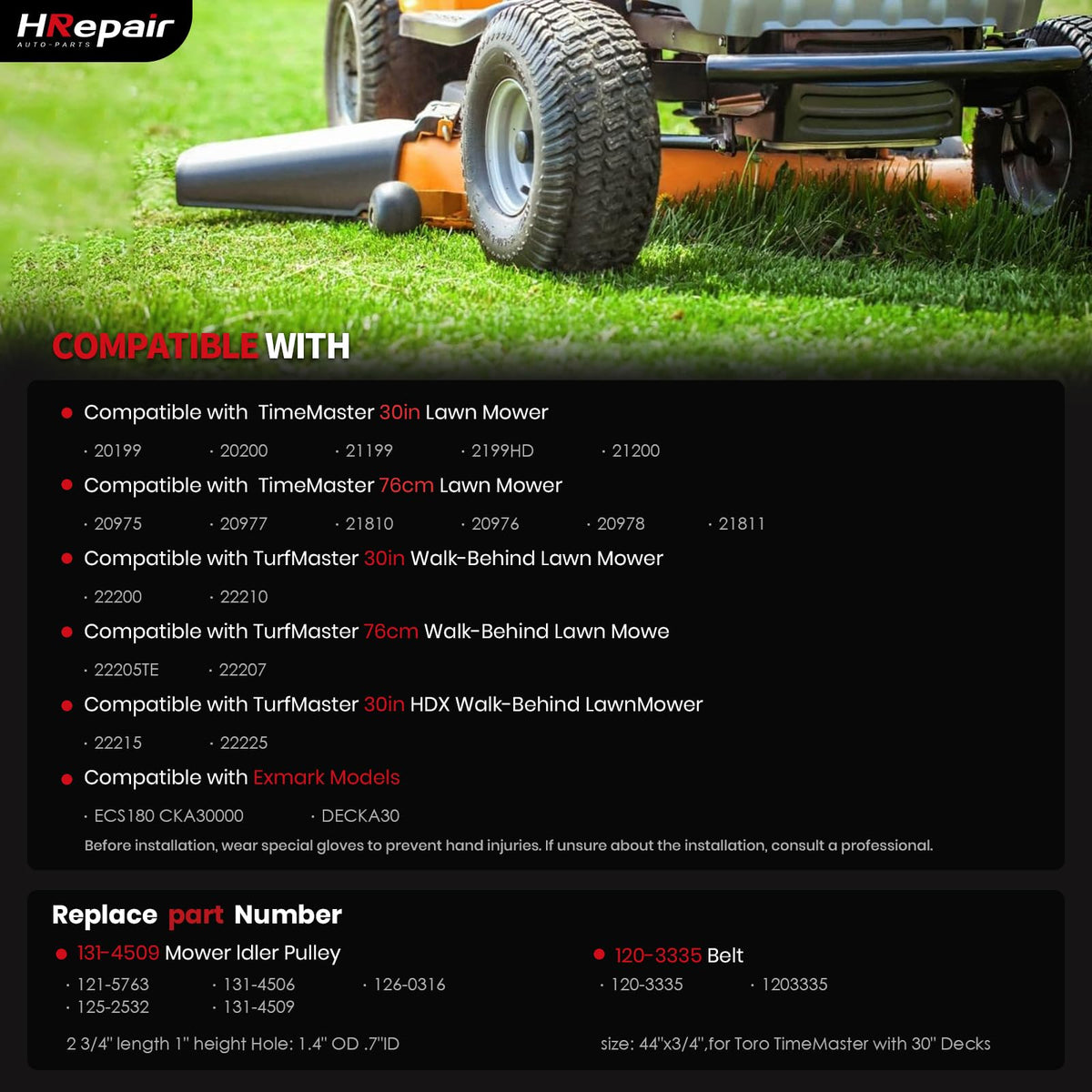 HRepair idler pulley kit installed on Toro TimeMaster demonstrates proper fit