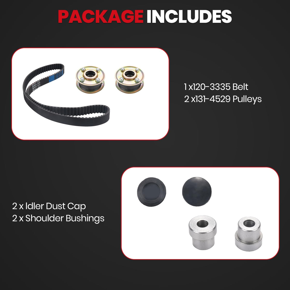 Pulley dimensions and specs shown for precise compatibility