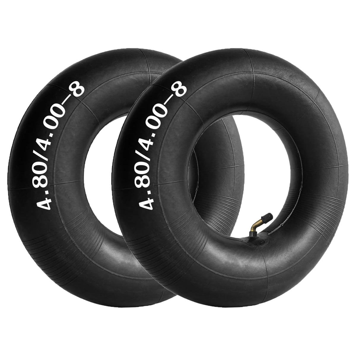 Hromra heavy-duty inner tube with bent valve for 4.80/4.00-8 tires, ideal for wheelbarrows.