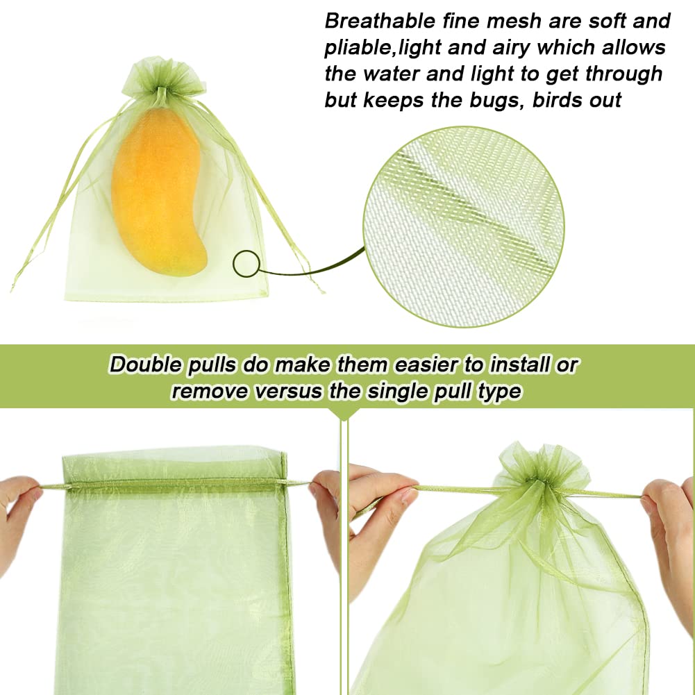 HRX Package drawstring mesh detail bag for easy installation and secure fruit coverage.