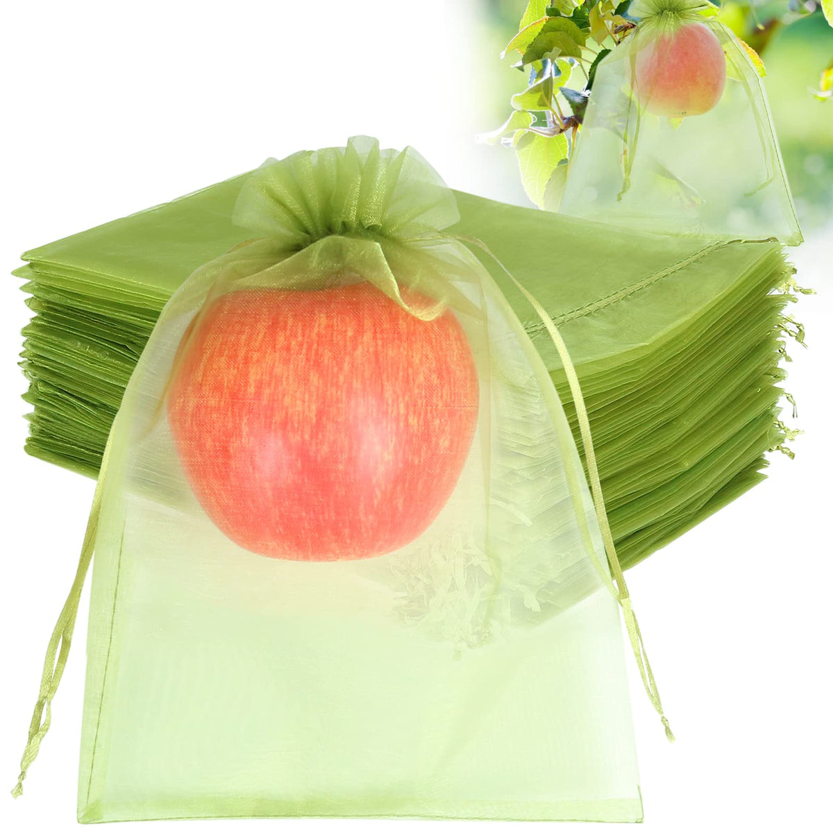 HRX Package fruit protection bags with 6x9 green netting protect fruit from pests while allowing light.