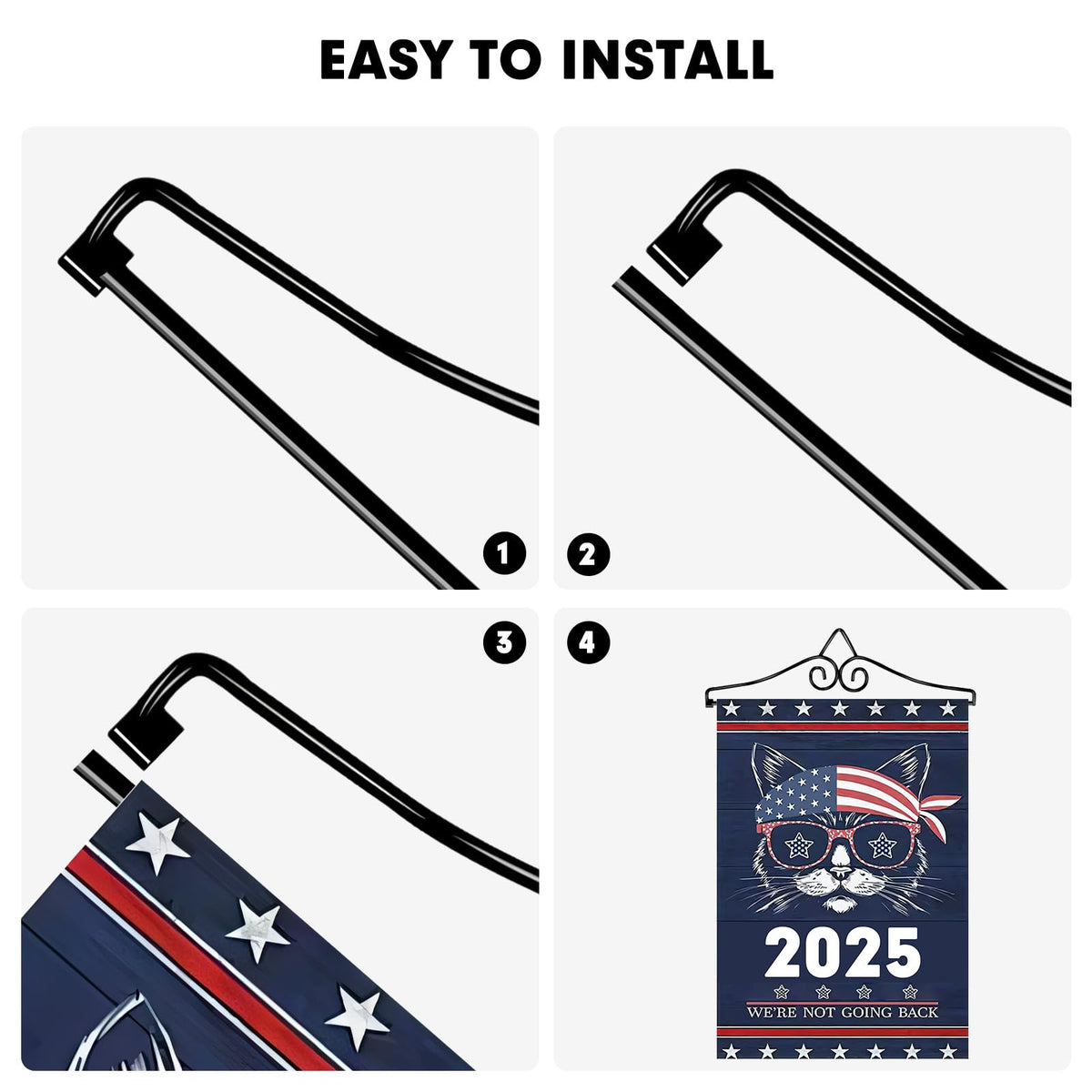 HRXMS flag stand dimensions 3.5 inches tall and 14 inches wide