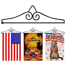 HRXMS wrought iron garden flag holder assembly view for quick setup and easy placement