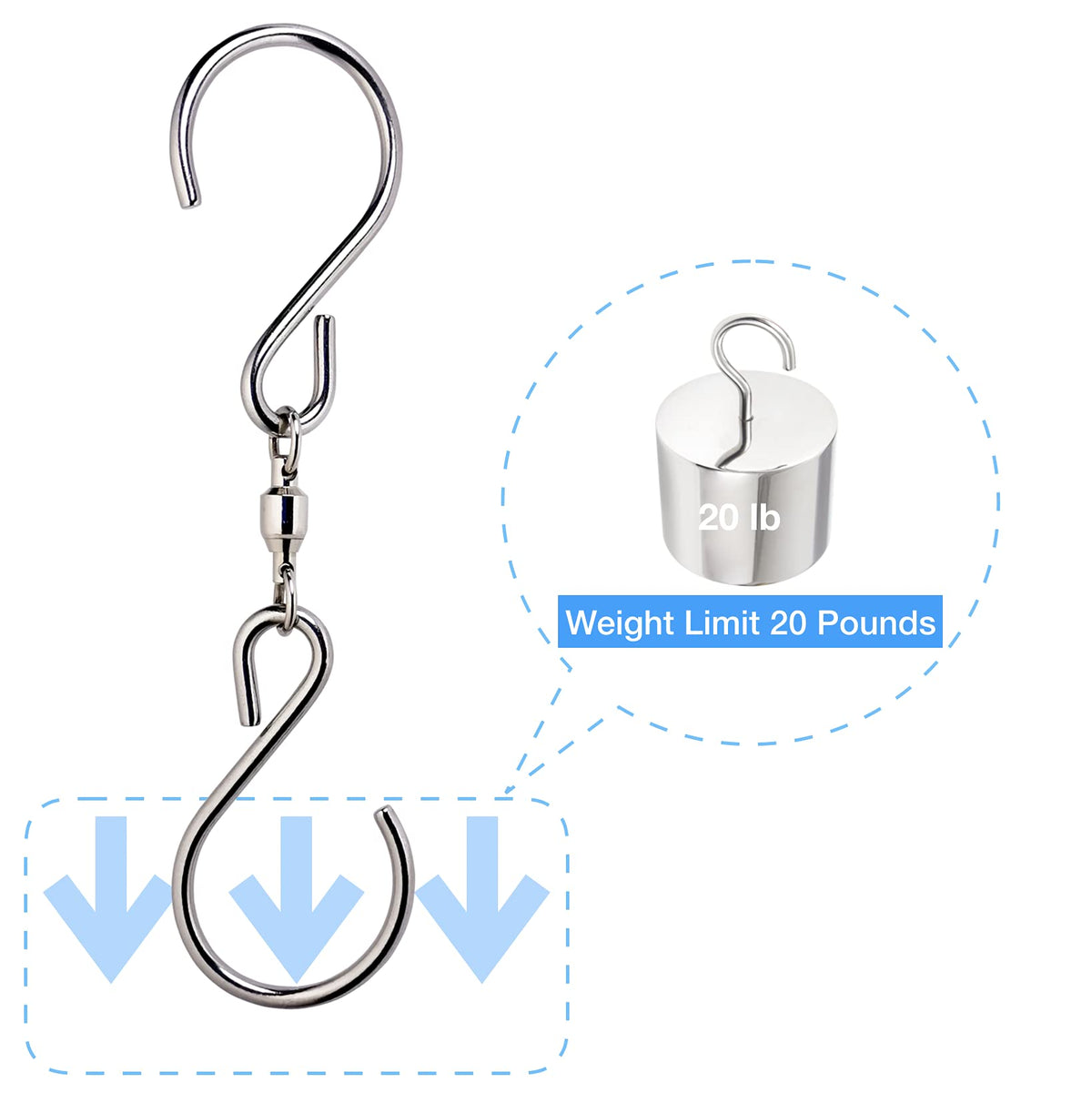 HS's Creation S-hook for planters and ornaments with easy rotation.