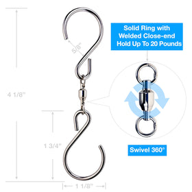 HS's Creation nickel-plated welded-end S-hook for secure suspensions.