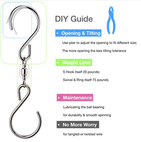 HS's Creation wind chime hanger S-hook for stable outdoor setup.
