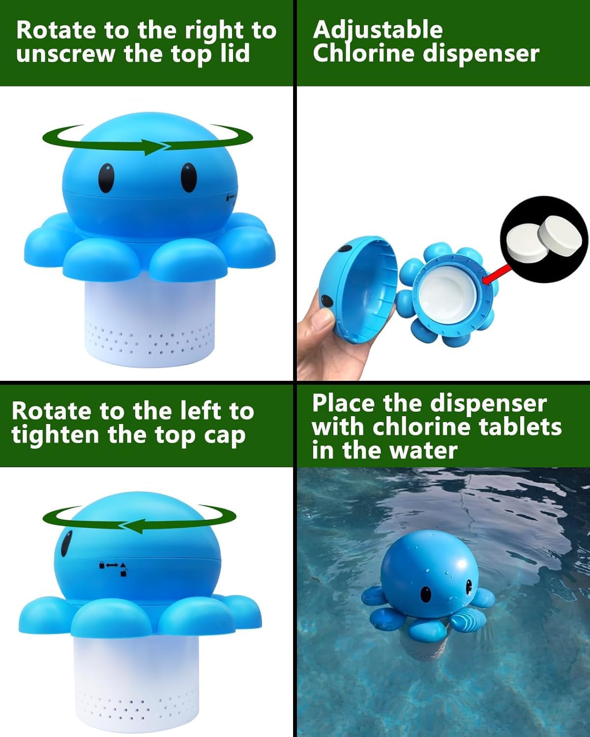HSDMDMS pool floater lid-loading feature for easy refilling