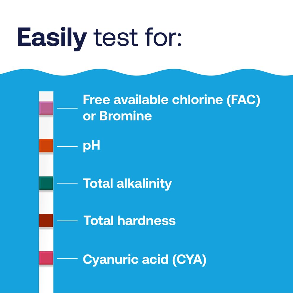 HTH 1279R test strips for chlorine, bromine, and pH balanced water.