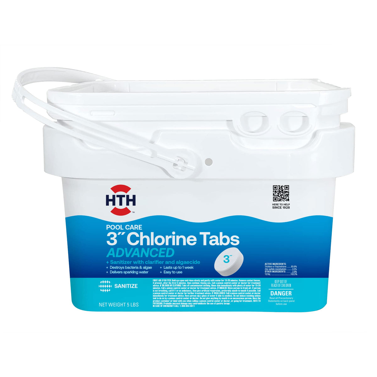 HTH chlorine tabs Advanced bottle – slow-dissolving pool sanitizer