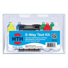 HTH 6-Way Test Kit compact case for quick pool water checks.