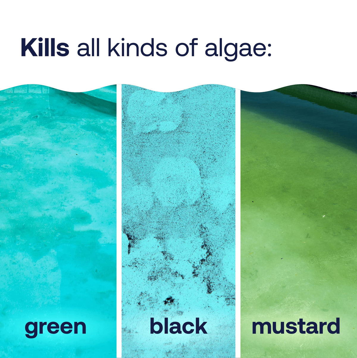 Pool water treatment scene highlights clear water after use.