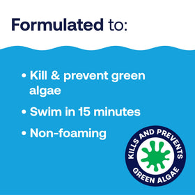 HTH Algae Guard Ultra being poured demonstrates fast-acting algae control.
