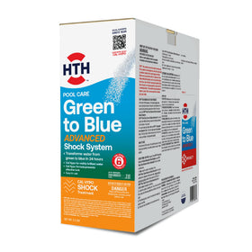 HTH Green to Blue Pack I shock eradicating algae for clearer water.