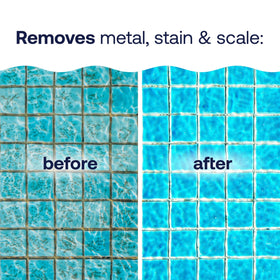 HTH Metal & Stain Defense pouring into pool during maintenance for stain prevention.