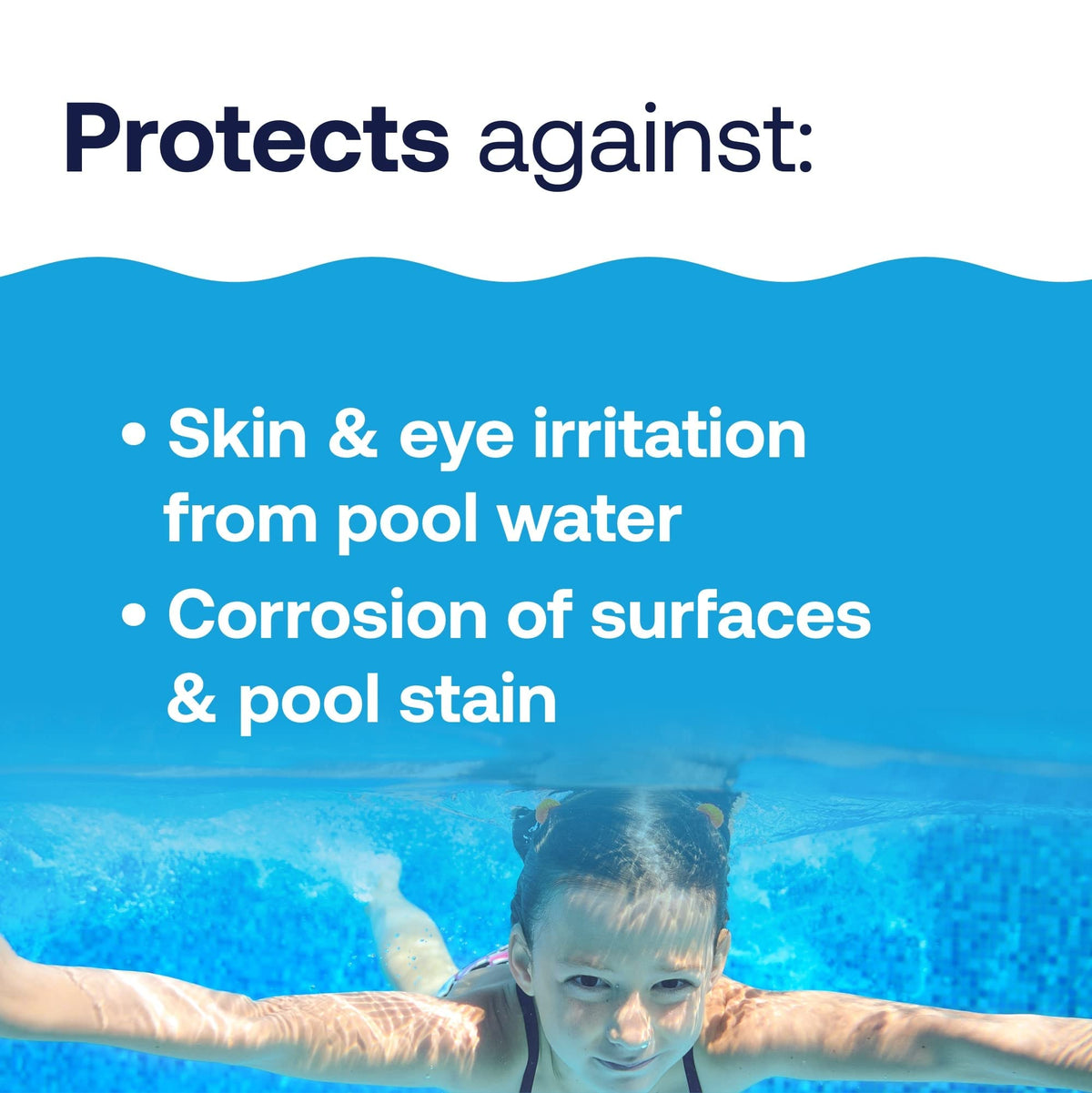 HTH Pool Care pH Down bottle label shows usage directions and safety notes.