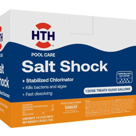 HTH Salt Shock packets 5x12oz dissolving quickly to treat 10,000 gallons