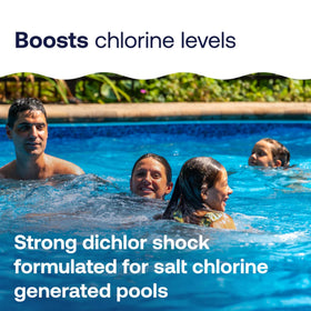 HTH Salt Shock in-pool water illustration highlights potential for clear inviting water
