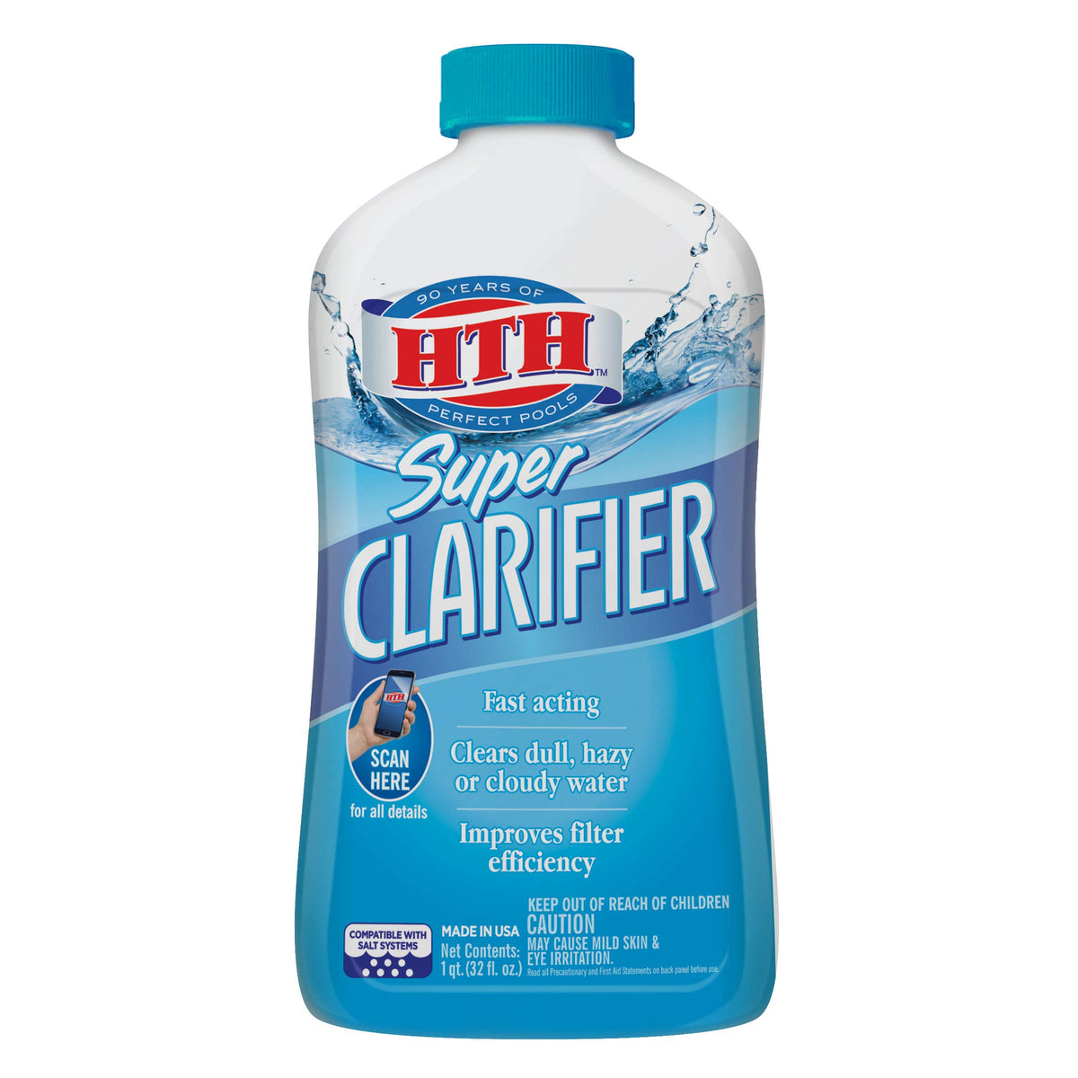 HTH Super Clarifier bottle pour demonstrates simple dosing for clearer pool water