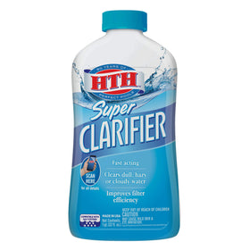 HTH Super Clarifier bottle pour demonstrates simple dosing for clearer pool water