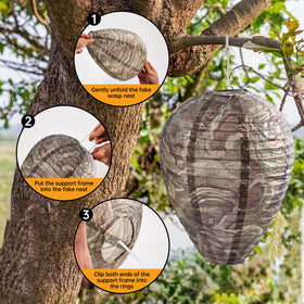 The htiepf six-pack wasp nest hanging setup enables quick balcony decoration.